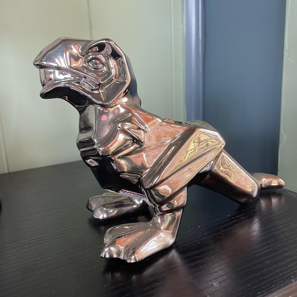 Silver t-Rex planter